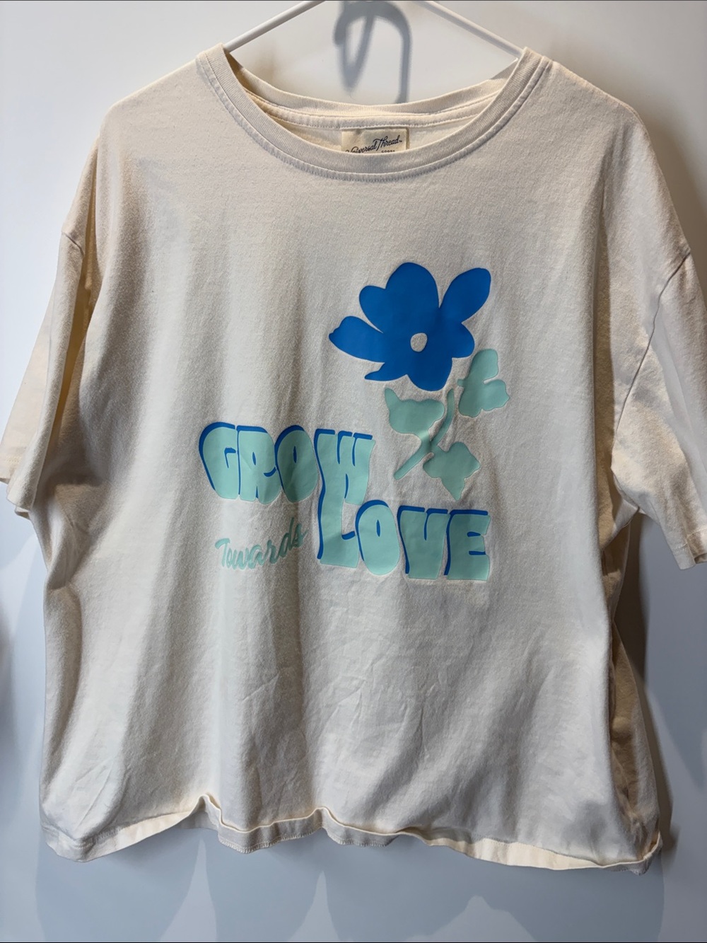 Universal Thread Cream Tee with Blue Flower & Mint Graphic